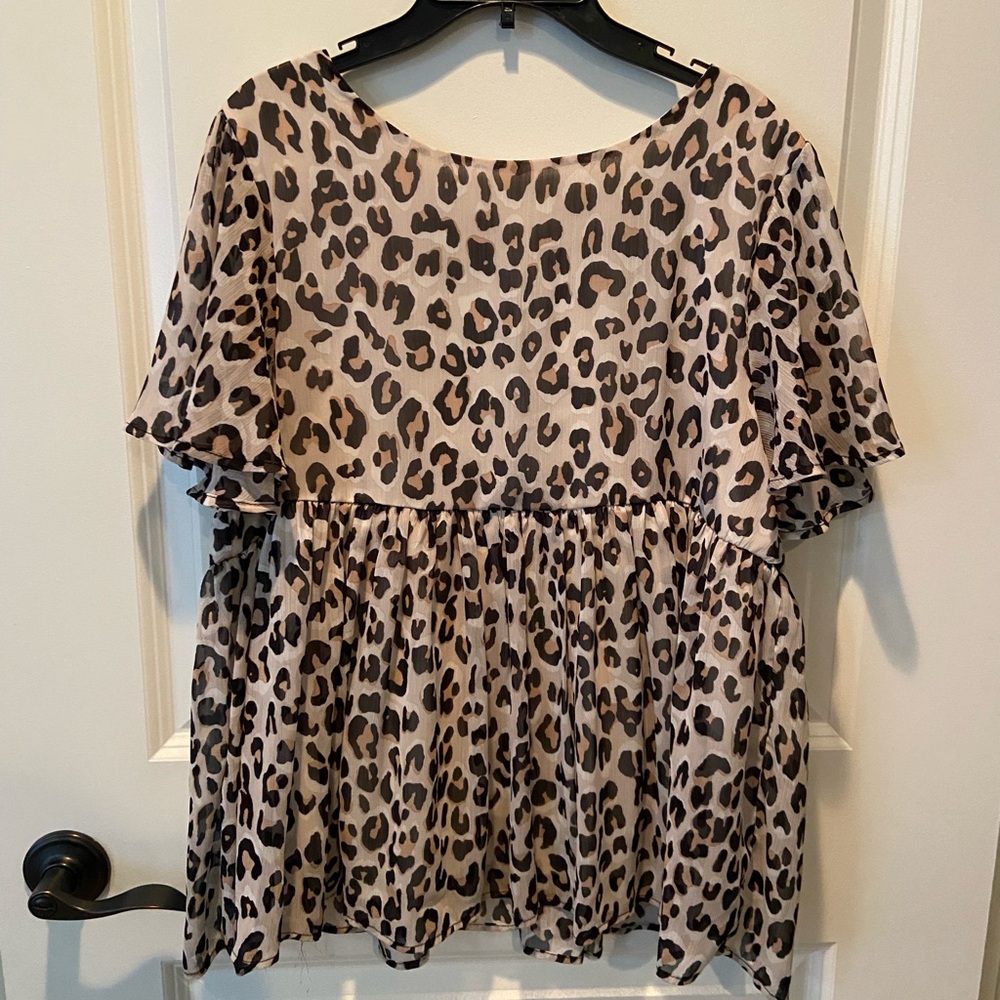 Cheetah Print Flowy Babydoll Top